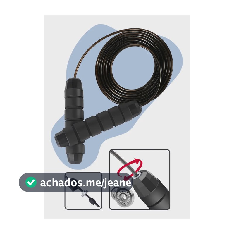 Corda de Pular Speed Rope 3M Profissional Academia Cross Fit com Rolamento Duplo Cabo de Aço e Pegadores Emborrachados Ajustável