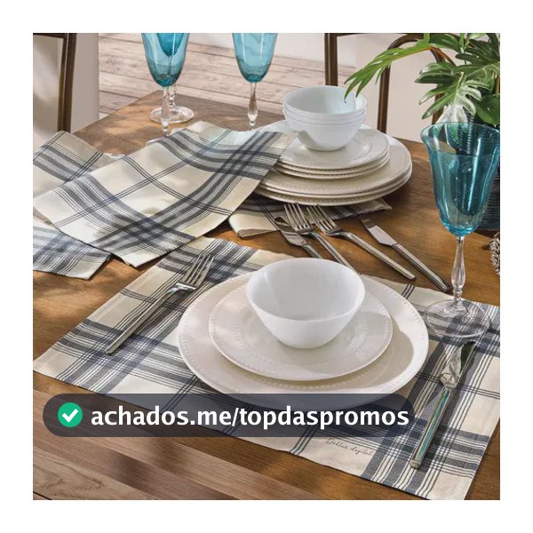 Jogo Americano Xadrez Azul 4 Peças Dohler Clean 45x35 Luna D