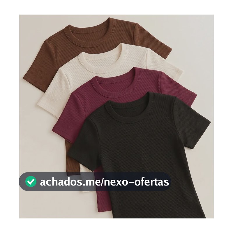 Kit 4 Blusa Feminina Ribana Canelado Estilosa Básica Baby Te Multicolorido Gg