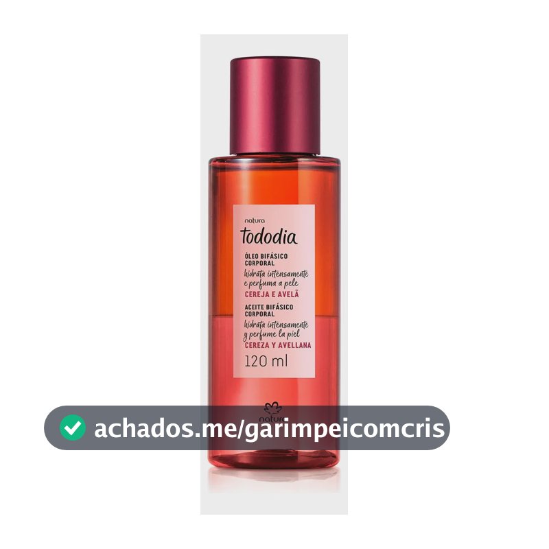 Óleo Corporal Bifásico Natura Tododia Cereja e Avelã 120ml hidrata intensamente