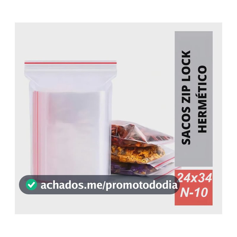 100 Saco Zip Lock Abre Fecha Alimentos Livre Bpa Free 24x34