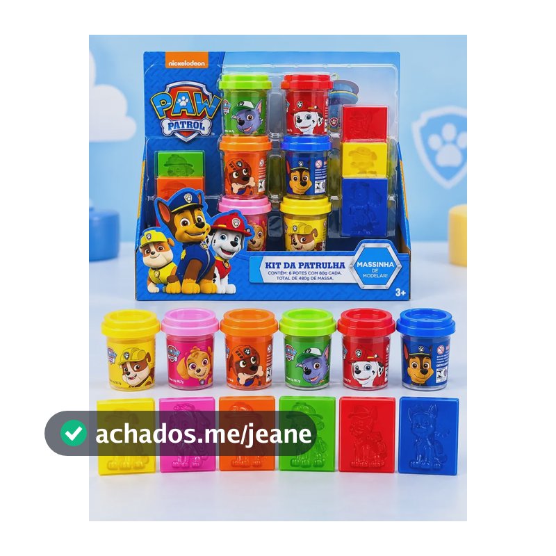 Massa De Modelar Patrulha Canina Kit Com 6 Potes Sunny Colorido