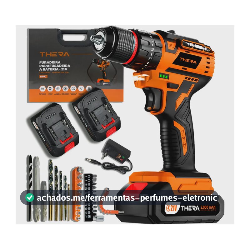 Parafusadeira Furadeira de Impacto Thera Brushless 21V Bivolt 2 Baterias