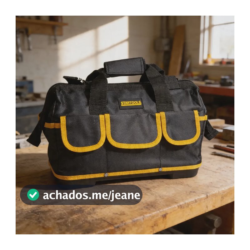 Bolsa De Ferramentas Maleta Fundo Reforçado 16 Bolsos Forte Preto/amarelo