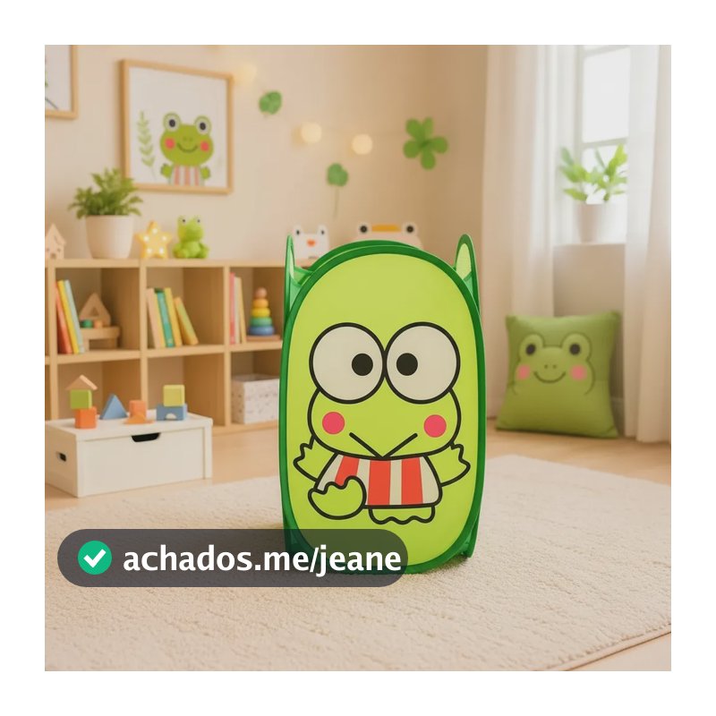 Cesto Infantil Organizador Brinquedos Roupas Bebê Dobravel Sapo Tito