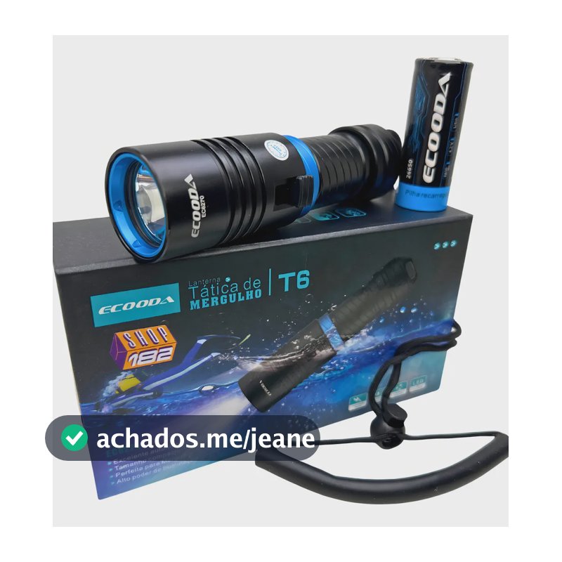 Lanterna De Mergulho Profissional Super Potente Led Cree T6 Luz Branco Preto