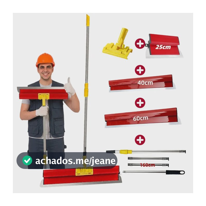 Kit 3 Espátulas de Aço Inoxidável 60cm e 40cm e 25cm com Suporte Organizador e Cabo Extensor de 1,6m para Pintura e Acabamento