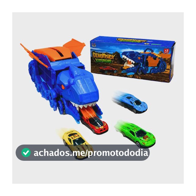 Dinotruck Dinossauro Pista Rampa Engole Carrinhos + 4 Carros Azul