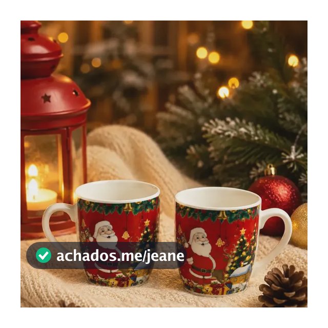 Cj De 2 Xicaras De Natal Ceramica Decorativa Natalina