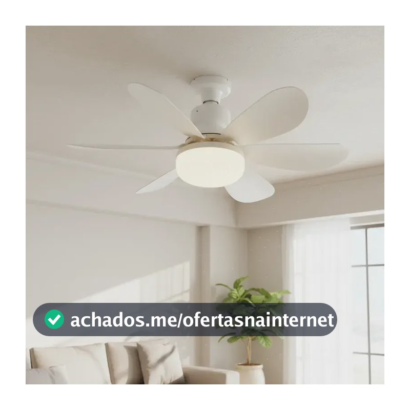 Lâmpada Ventilador De Teto  Hélices Controle Remoto Luz Mudo Branco 127/220v Plástico 5