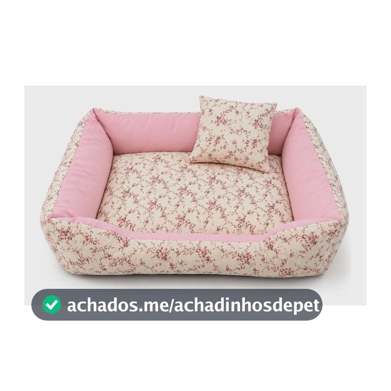 Cama Pet M Floral Rosa Lavável Caminha Para Cachorro E Gato Floral