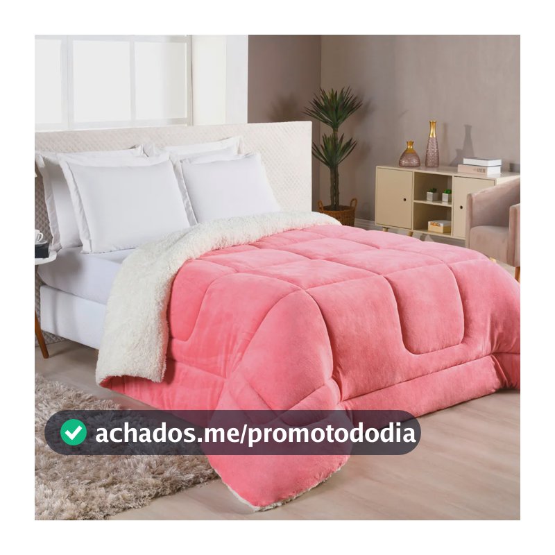 Edredom Sherpa Cobertor e Coberdrom Casal Queen Rose Super Quente Casa Laura Enxovais