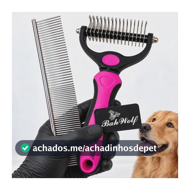 Kit Escova Desembolador Pelos Pet Rake E Pente Aço Petshop