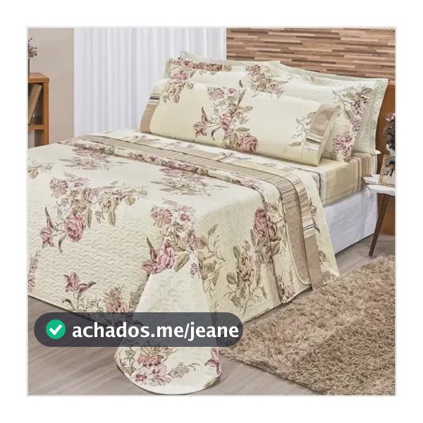 Colcha Cobreleito Casal Box 3 Peças Matelado Ultrassonico  Crema