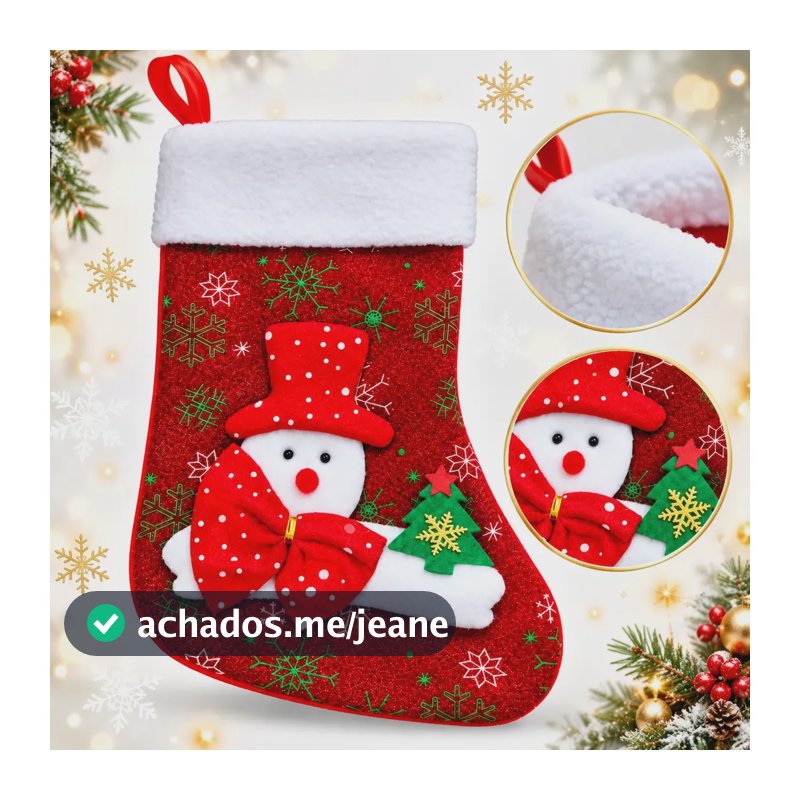 Enfeite Portal Natal Pendurar Meia Bota Natalino Arvore Vermelho E Branco Boneco De Neve