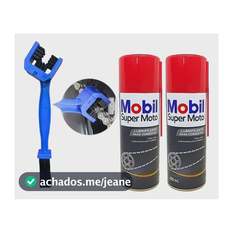 Kit 2 Lubrificante Corrente Mobil 200ml Moto Com Escova