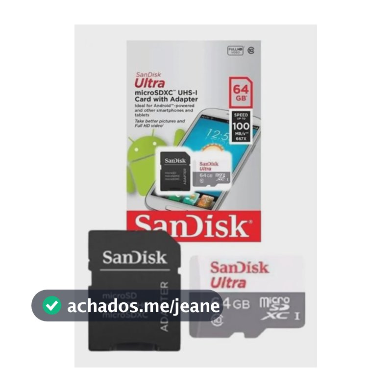 Cartão de memória SanDisk Ultra com adaptador SD 64GB - Modelo SDSQUNS-064G