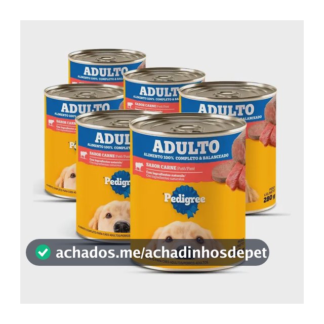 Pedigree Ração Sache Combo 6 Latas Sabor Pate De Carne 290g