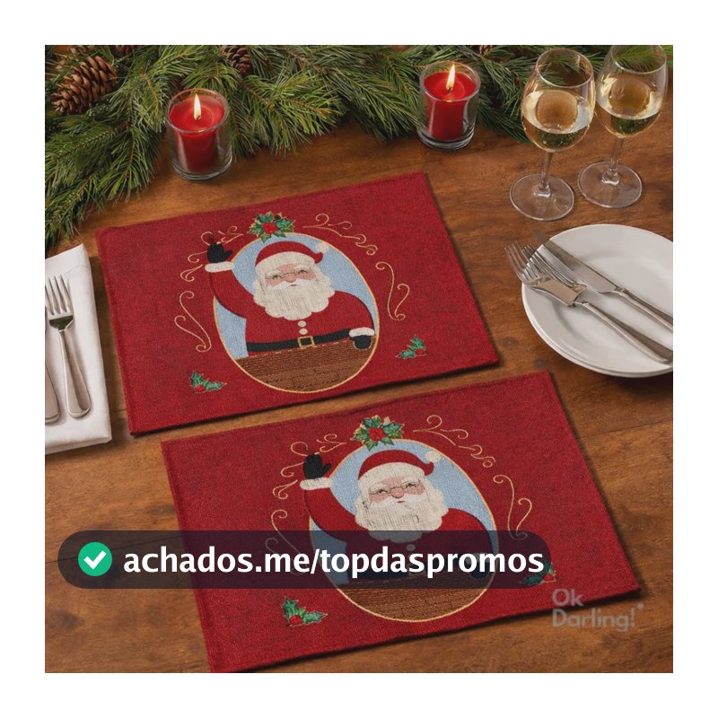 Kit 2 Jogos Americanos De Mesa Natalino Tchau Do Papai Noel Vermelho