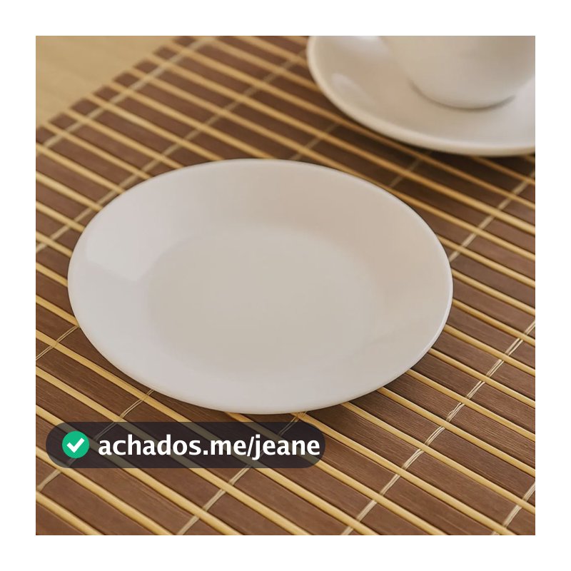Jogo 6 Pratos Sobremesa Raso Vidro Branco Restaurante Hotel Branco Liso