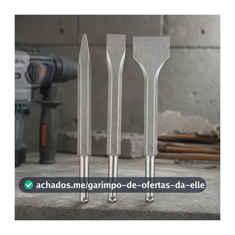 Kit Ponteiro e Talhadeiras SDS Plus 3 Peças 250mm para Martelete 20mm 40mm Aço Demolição Concreto Parede