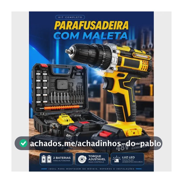 Parafusadeira Furadeira C/ 2 Baterias Maleta Kit Completo Led Eixo Flexível Vários Níveis Torque Simake