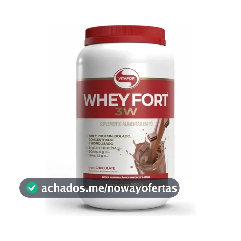 Whey protein Vitafor Fort 3W 900g Baunilha em pó sabor Chocolate x 900g