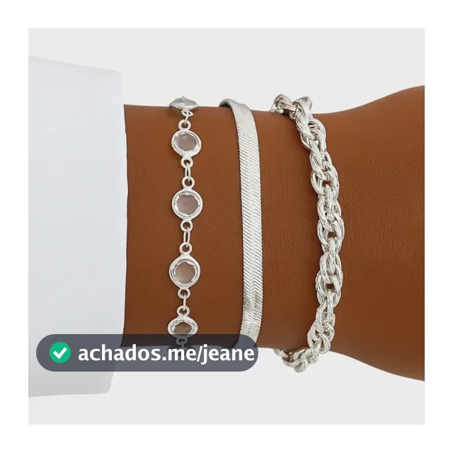 Kit Trio Pulseiras Fita Ponto Luz Trançada Banhado Prata 925 Prateado 19 Cm