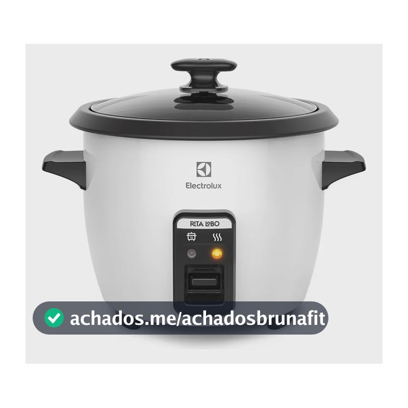Panela Elétrica Electrolux vapor arroz capacidade 1,3L 7 xícaras manter aquecido panela removível antiaderente tampa vidro RCB50 branca por Rita Lobo