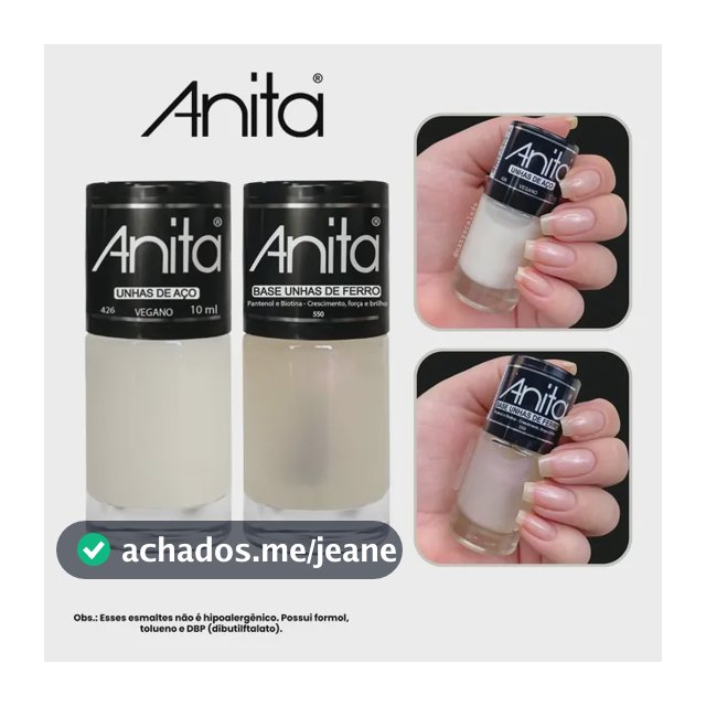 Kit 2 Esmalte Anita Tratamento Unhas De Ferro + Unhas De Aço
