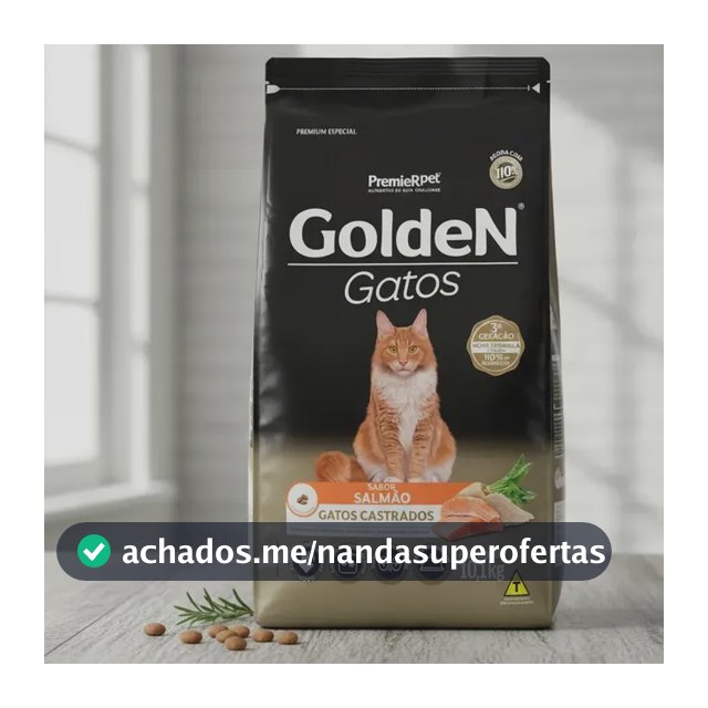Ração Golden Gatos Adultos Castrados Salmão 10,1kg