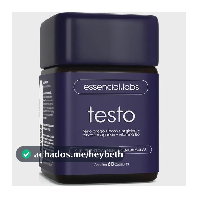TESTO ESSENCIAL - Fórmula Exclusiva com Feno Grego + Boro + Arginina + ZMA + Vitamina B6 - 60 cápsulas
