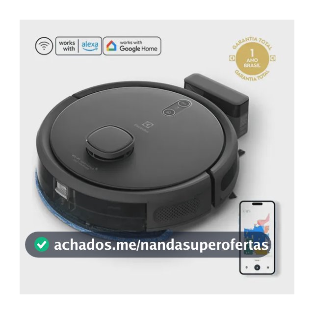 Robô Aspirador de pó 4 em 1 Electrolux Wi-Fi MOP Passa Pano Seco e Úmido até 1h40 de Bateria App Mapeamento Laser Inteligente Alexa e Conectividade Google Home Experience sensor Antiqueda ERB60 Bivolt