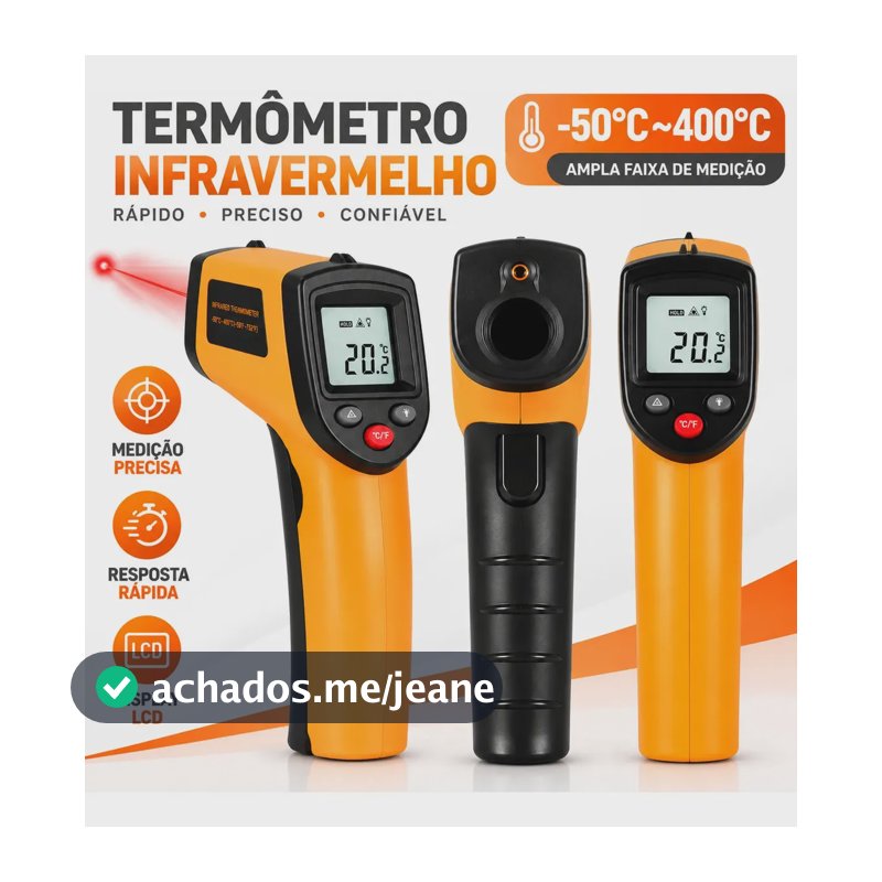 Termômetro Culinário Laser Infravermelho Para Fritura e Assados até 400°C - Marca Blackone