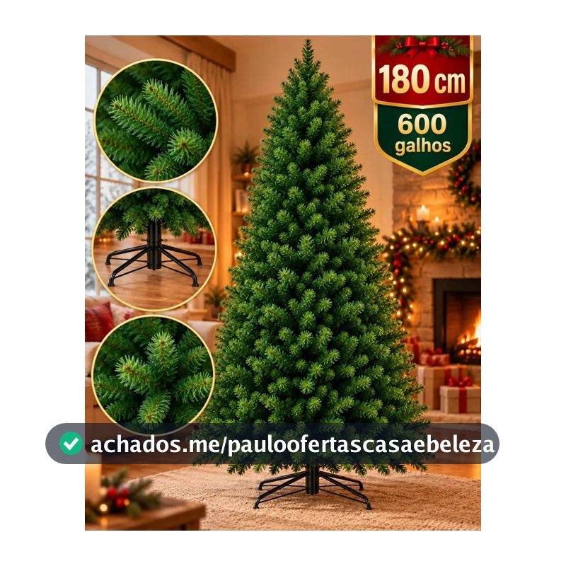 Árvore De Natal Pinheiro Luxo Artificial 180cm 600 Galhos Verde Pinheiro Base De Ferro Decorativa Realista Carinho Na Barriga