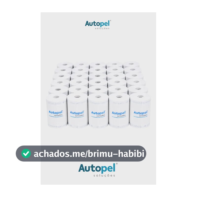 Autopel Caixa 30 Unidades Bobinas 80x40 40 metros Térmica Branco 44 g