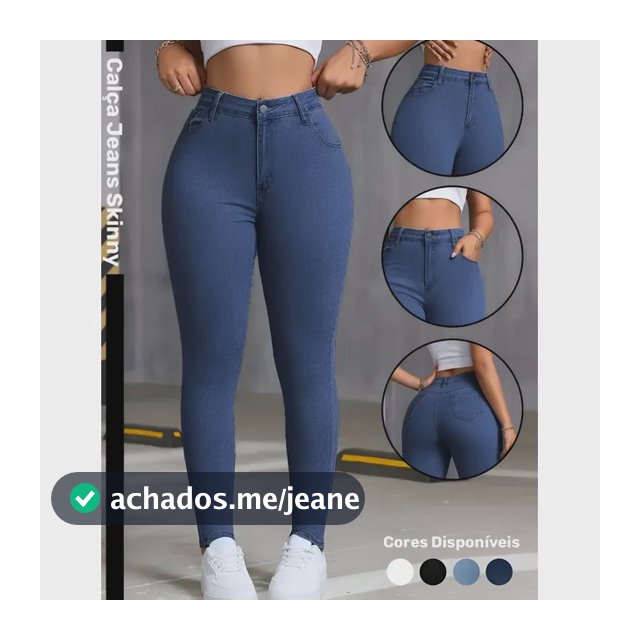 Calça Skinny Jeans Básica Feminina Cintura Alta Look Casual
