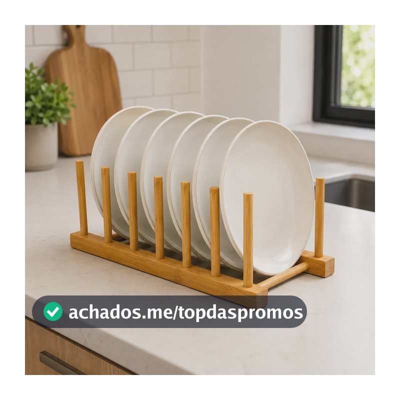 Organizador Porta Pratos Copos Tampas Suporte Cozinha Bambu Bambu