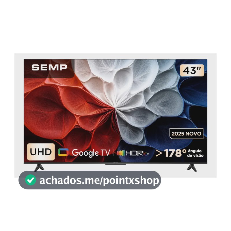 Smart Tv Semp 43 Polegadas Led Hva 4k S62 Wifi Bluetooth Google Tv 3 Hdmi Hdr10+ Dolby Audio 43s62