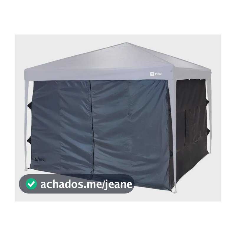Parede para Fechamento Gazebo Barraca De Camping Transform Wall em Poliéster 190T 3x3m Preto NTK