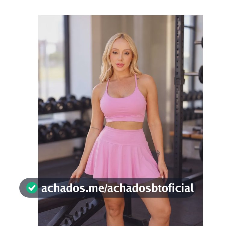 Conjunto Fitness Top Short Saia Bolso Beach Tennis Rosa Liso P - 36 A 38