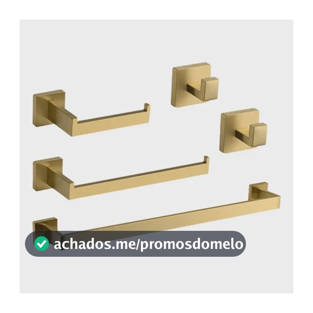 Kit 5 Conjunto Acessorios Suporte Banheiro Lavabo Inox 304 Dourado