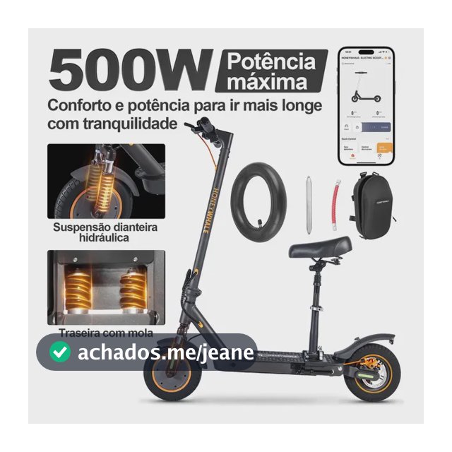 HONEYWHALE M2 MAX-B Patinete Elétrico Dobrável para Adultos com Assento, Motor de 500W, Velocidade Máxima de 32 km/h, Autonomia Máxima de 32km, Scooter Elétrica com Aplicativo Bluetooth