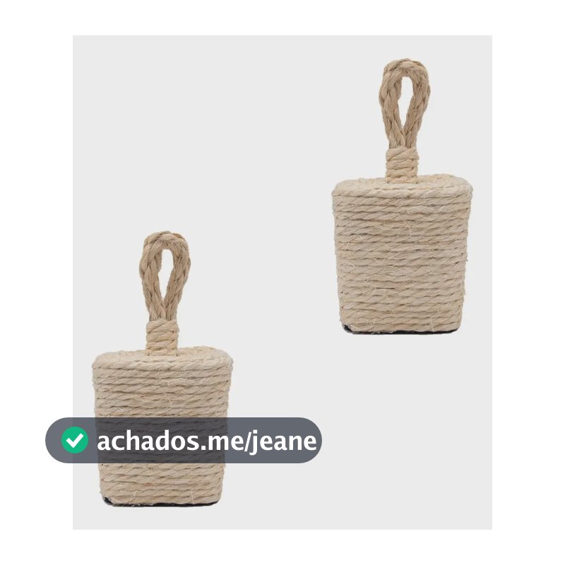 Iowox Kit 2 Peso Calço Porta Artesanal Concreto Corda Sisal Natural Quadrado Concreto Com Sisal