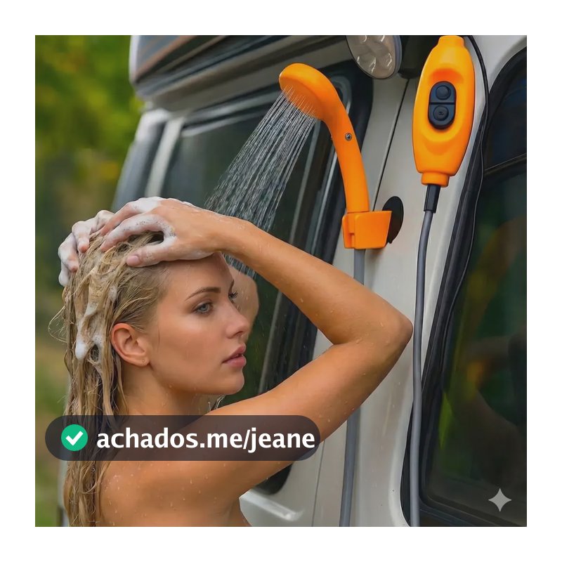 Chuveiro Ducha Portátil 12v Carro Camping Regulagem Fluxo Laranja