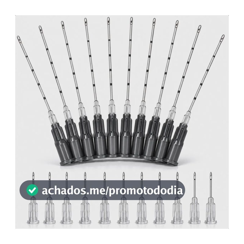 Kit C/ 10 Micro Cânula 22g X 50mm + Agulha Pertuito Maleável