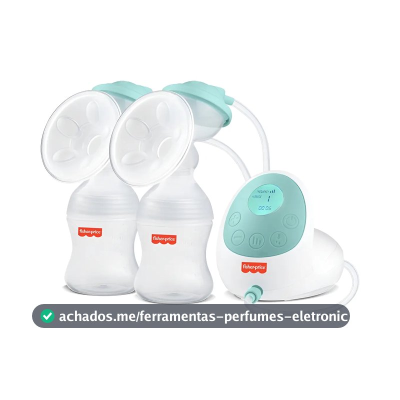 Bomba Tira Leite Elétrica Dupla Fisher-Price Recarregável USB Com 15 Níveis De Sucção E Massagem - BB1224