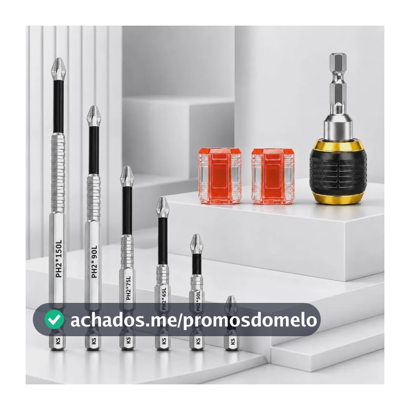 Kit 6 Ponta Bits Magnéticas K5 Ph2 Parafusadeira，Inclui 1 adaptador e 2 magnetizadores.