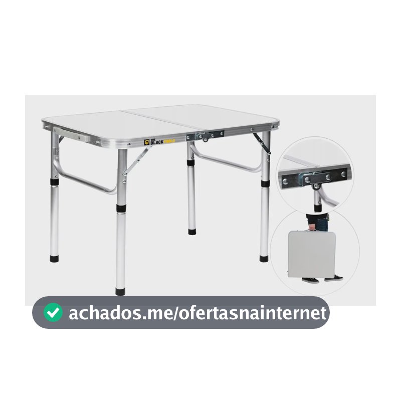 Mesa Dobrável Alumínio 90x60cm Vira Maleta Com Alça Portátil Camping Praia The Black Tools