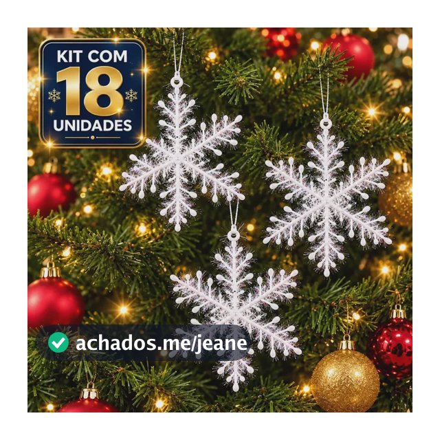 Flocos De Neve 18 Pendentes Grandes Pingentes Brilhantes Decoração Enfeite Pendurar Árvore de Natal - Petite Flô